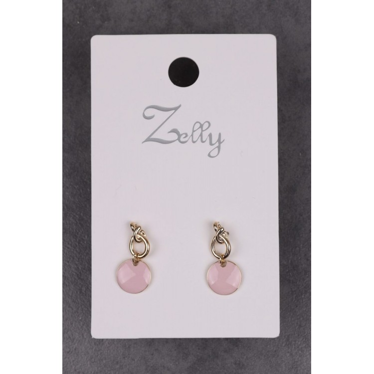 Pink drop earring