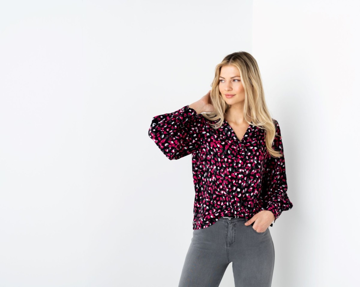 Marble pink black mix blouse Unique Ladies Wear