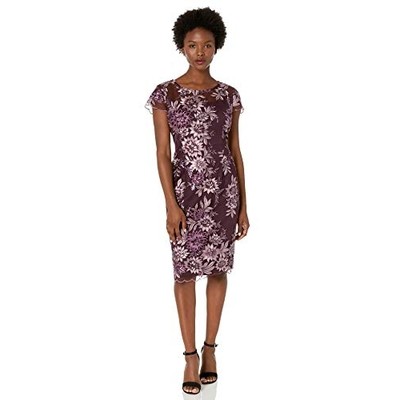 Alex evenings embroidered sales cap sleeve dress