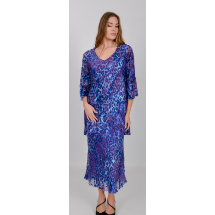 Allison animal print silk layered dress