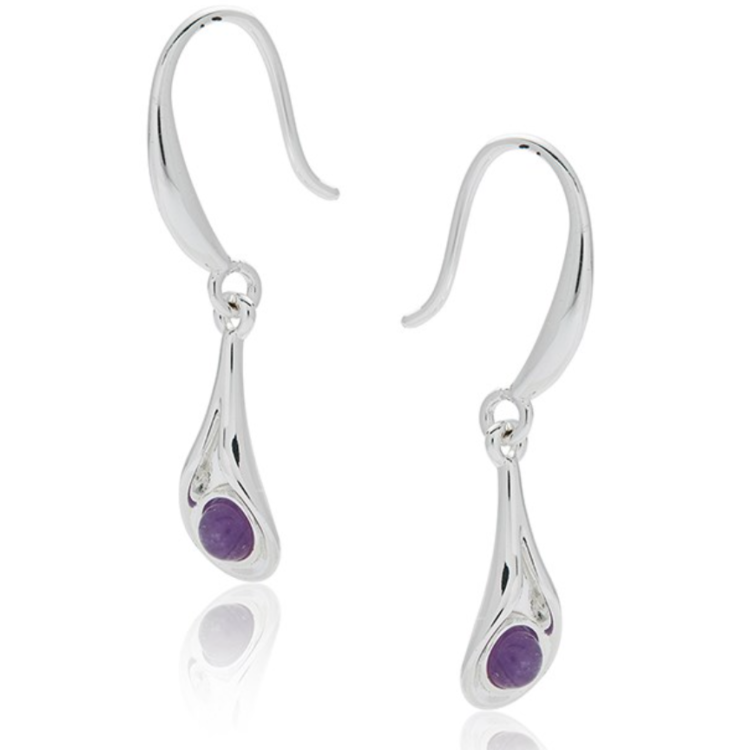 Amethyst silver plated drop earring