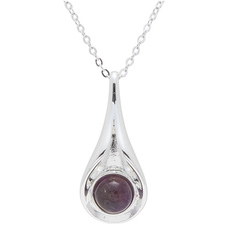 Amethyst silver plated drop necklace