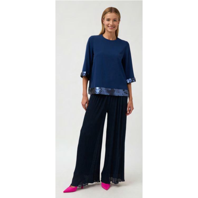 Bariloche Anson pleated navy trouser