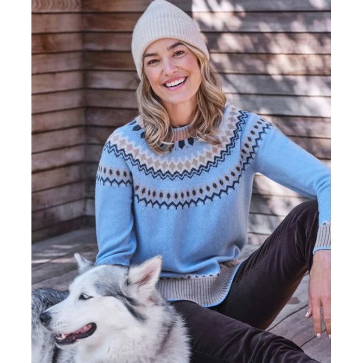 Blue fairisle yolk sweater