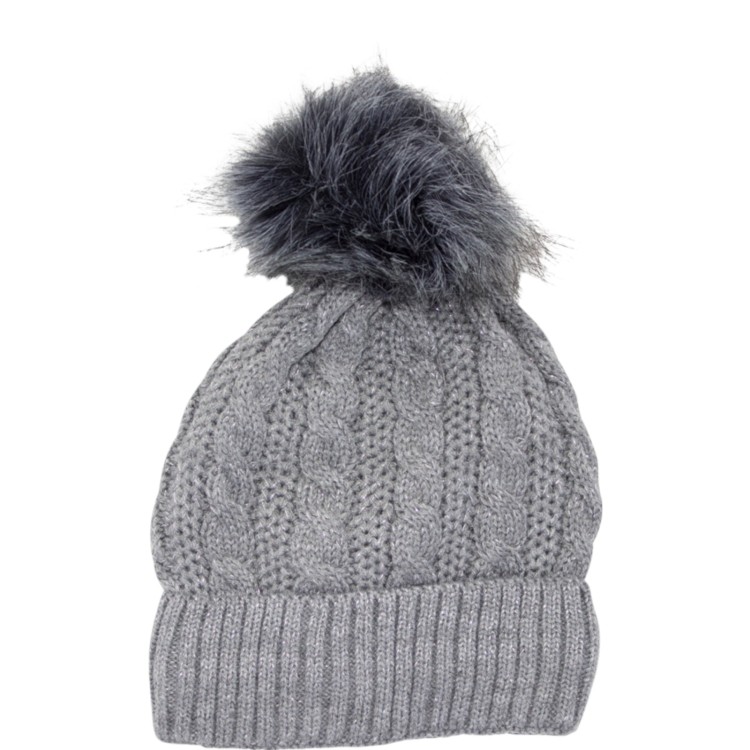 Braided pompom hat