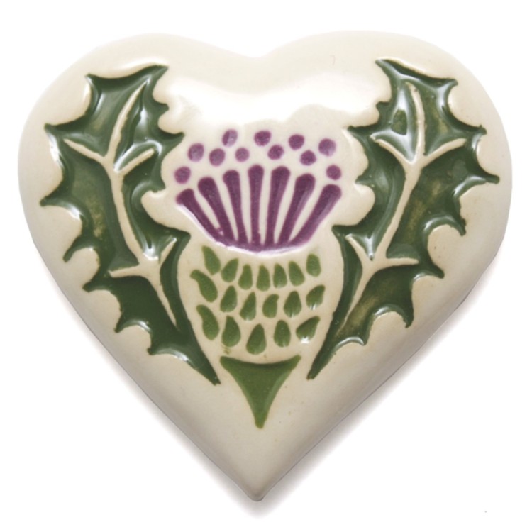 Ceramic heart thistle magnet