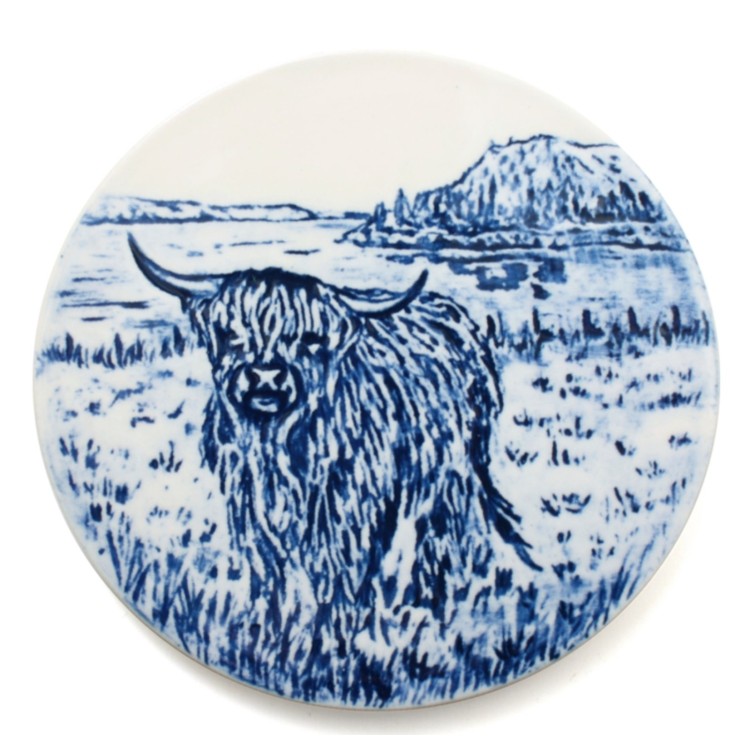 ceramic Highland cow coaster