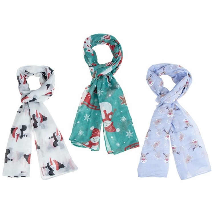 Christmas snowman reindeer scarf
