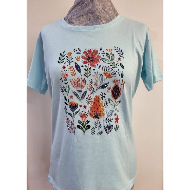 Claudia C aqua sequin t-shirt