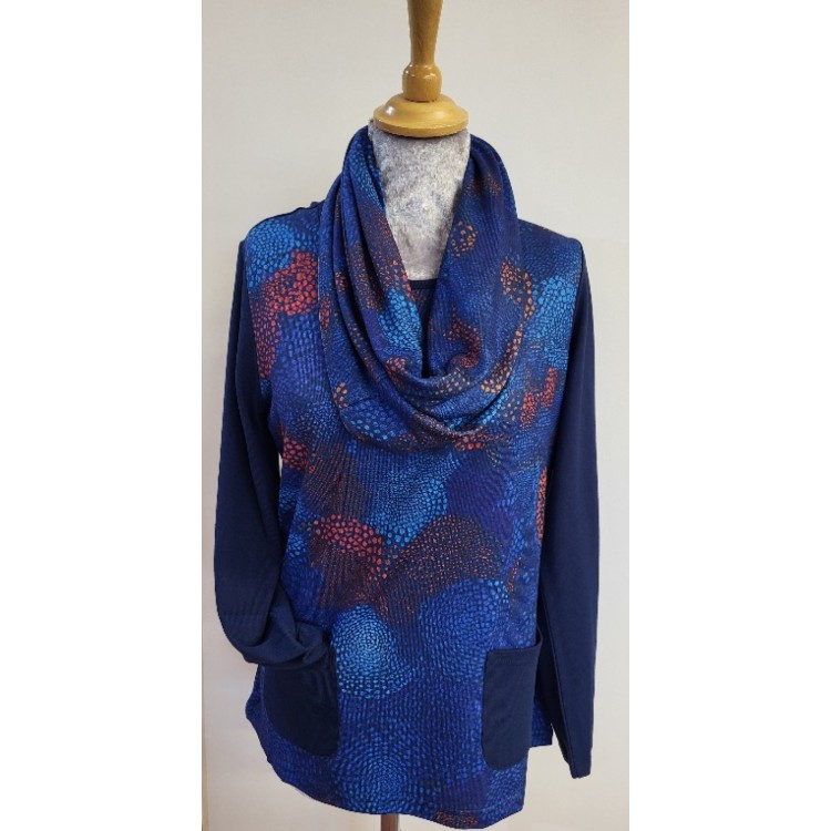 Claudia C cobalt print tunic top