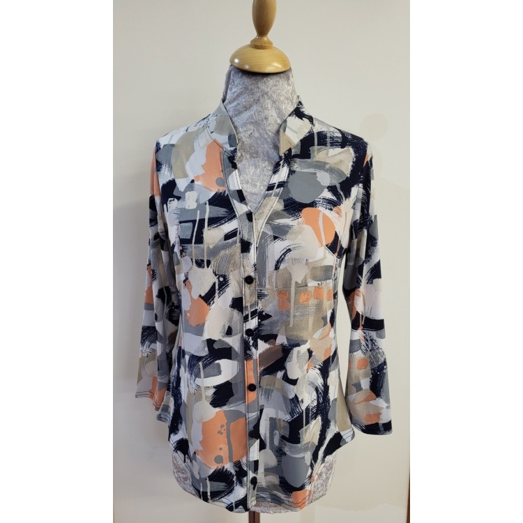 Claudia C grey multi top