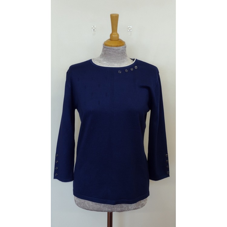 Claudia C navy button detail sweater