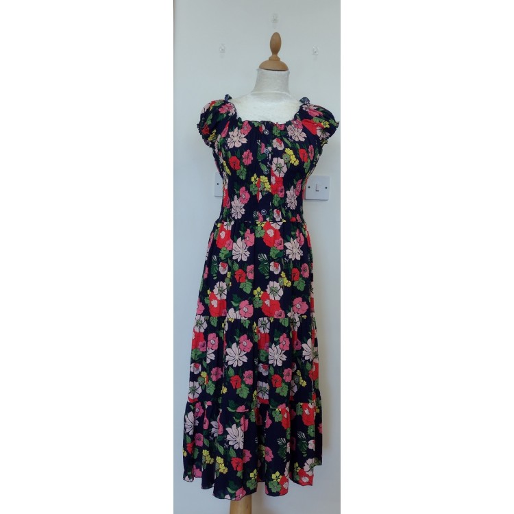 Claudia C navy floral gypsy style dress