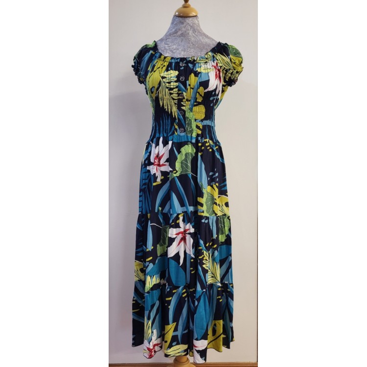 Claudia C navy green gypsy dress