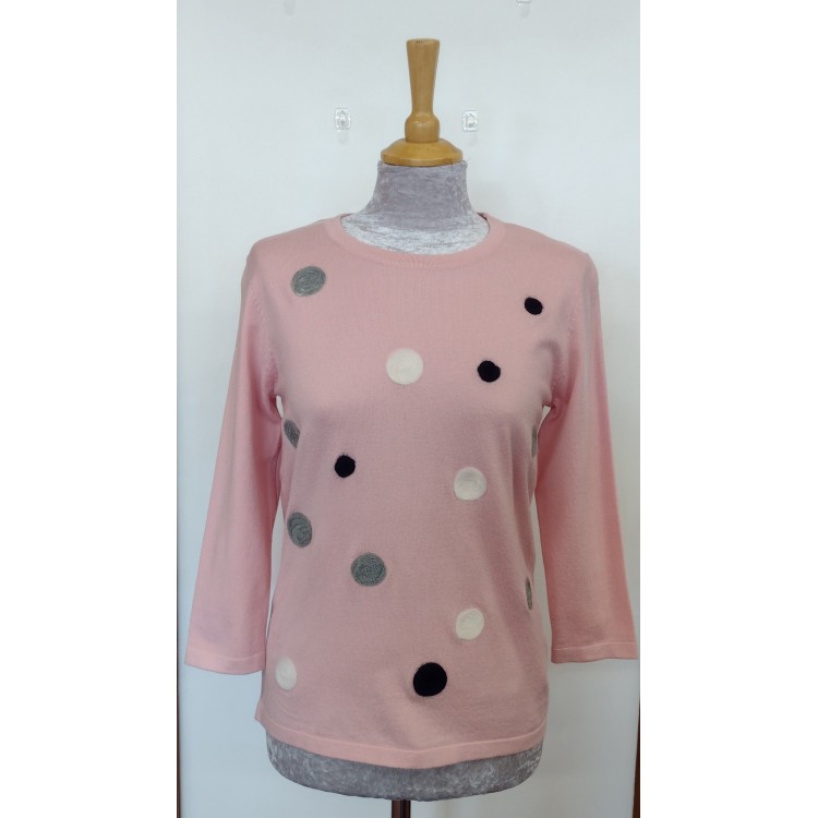 Claudia C pink spot sweater
