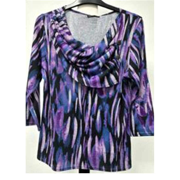 Claudia C purple abstract print top