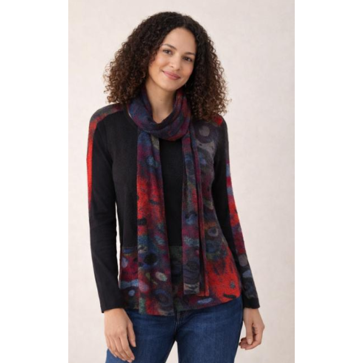 Claudia C red & Black tunic top and scarf