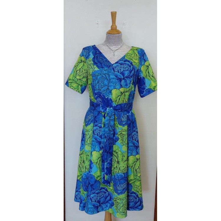 Coco Doll royal & green floral print dress