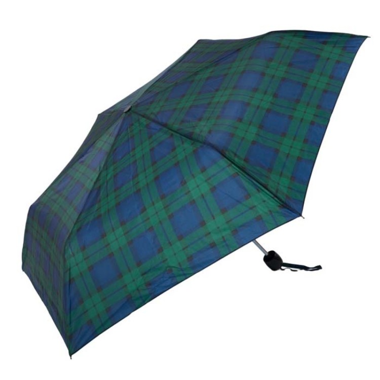 Green Compact tartan umberella