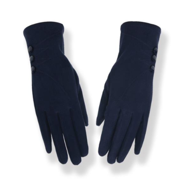 Couthie Ladies navy Gloves with button 