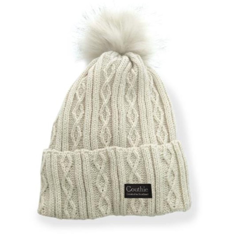 Cream pompom hat