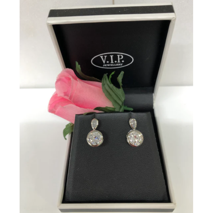 Crystal Cabochon Drop Earrings