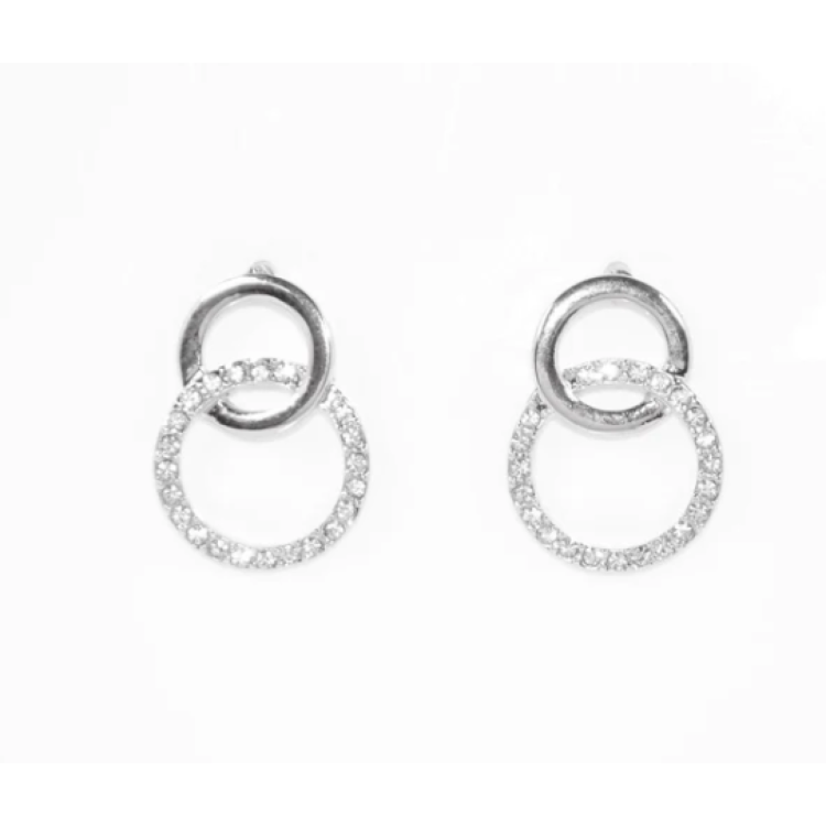 Crystal Double Circle Stud Earrings