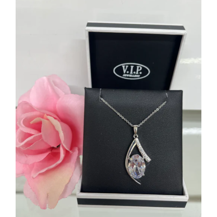 Crystal Wishbone Pendant