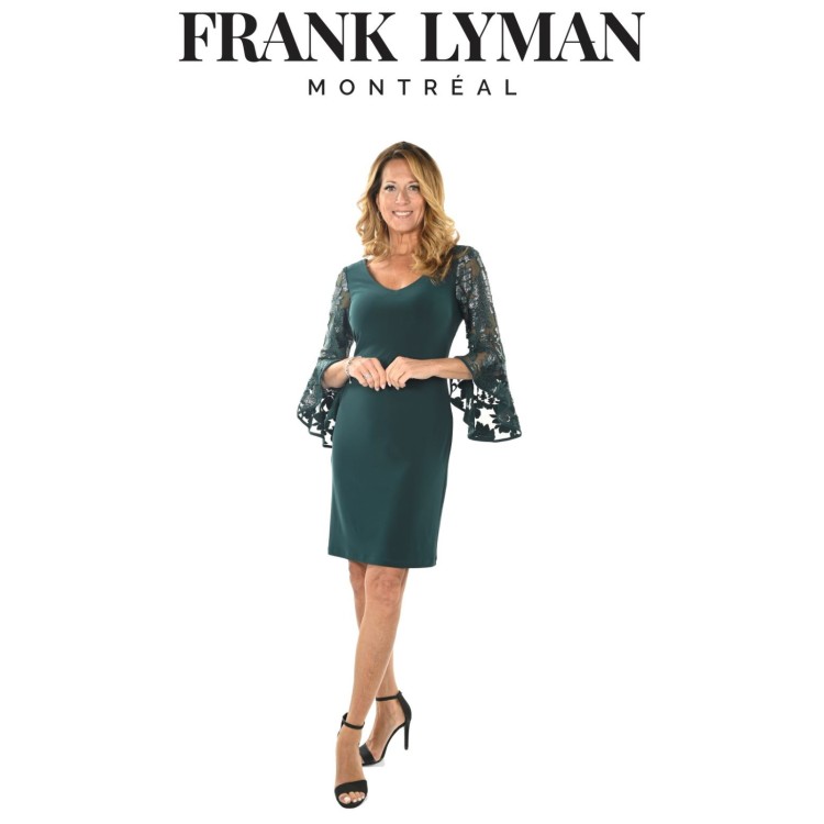 Fran Lyman hunter Green V neck dress