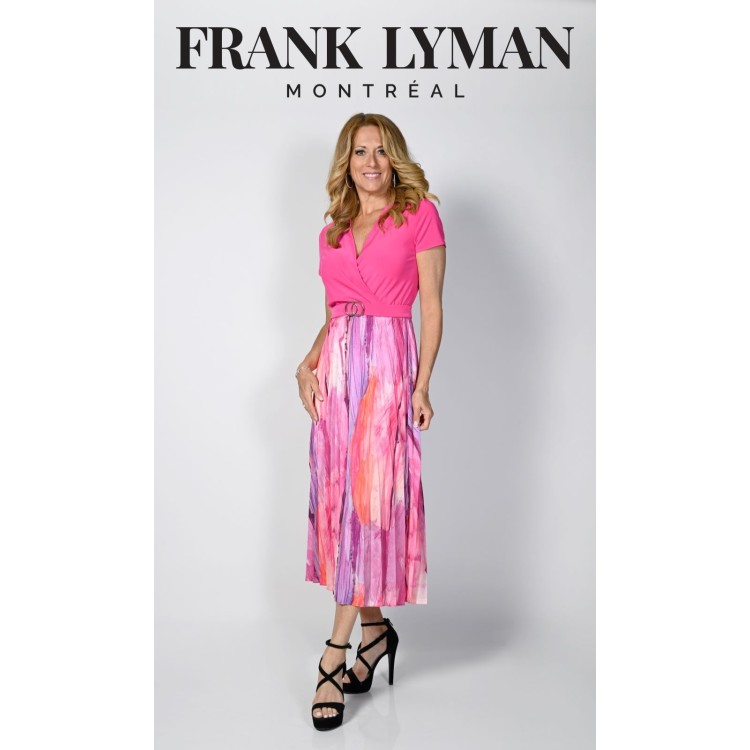 Frank Lyman hot pink pleated skirt dress