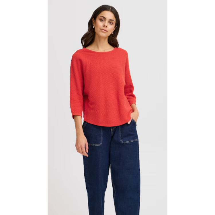 Fransa  curved hem coral sweater