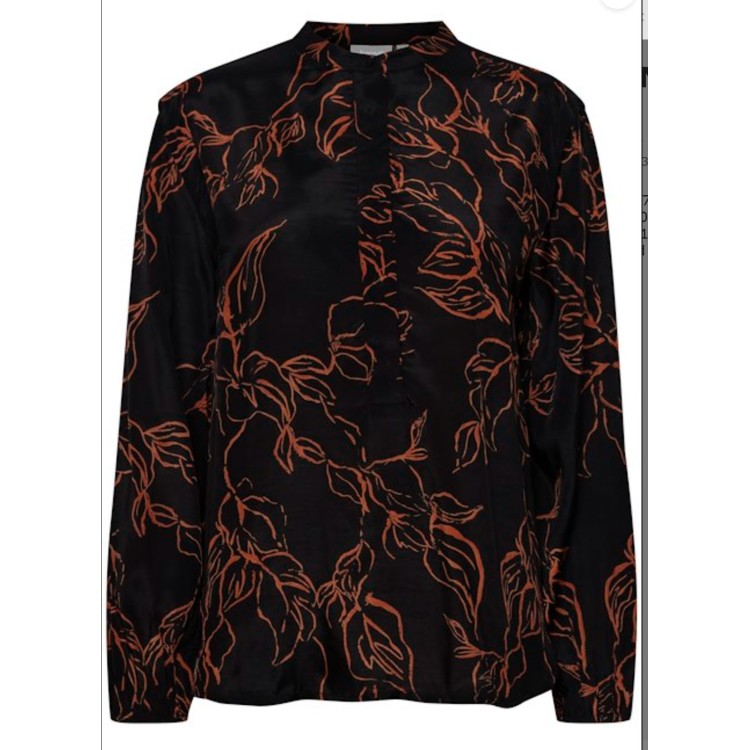 Fransa Black & rust print top