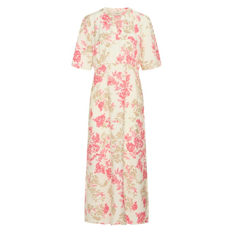 Fransa coral floral dress