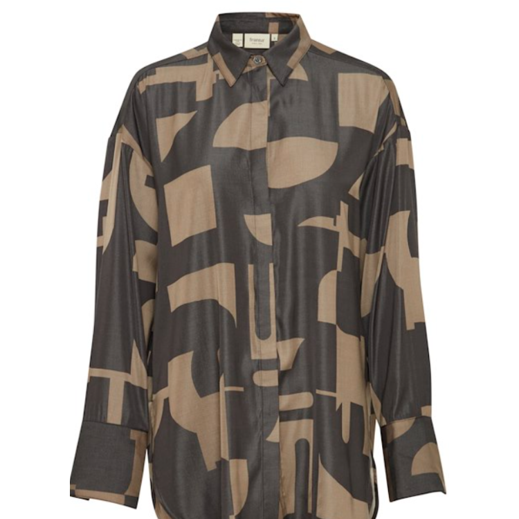Fransa dark taupeand black shirt