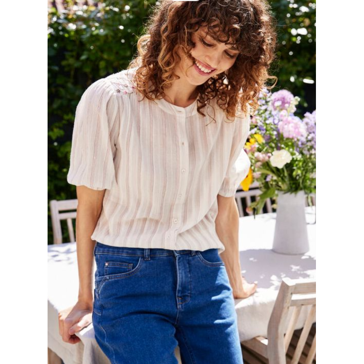 Fransa embroidered shoulder blouse