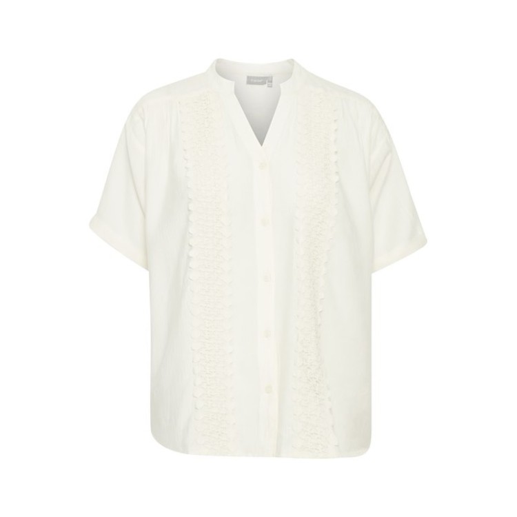 Fransa cream lace trimmed blouse