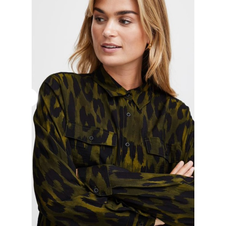 Fransa khaki print shirt