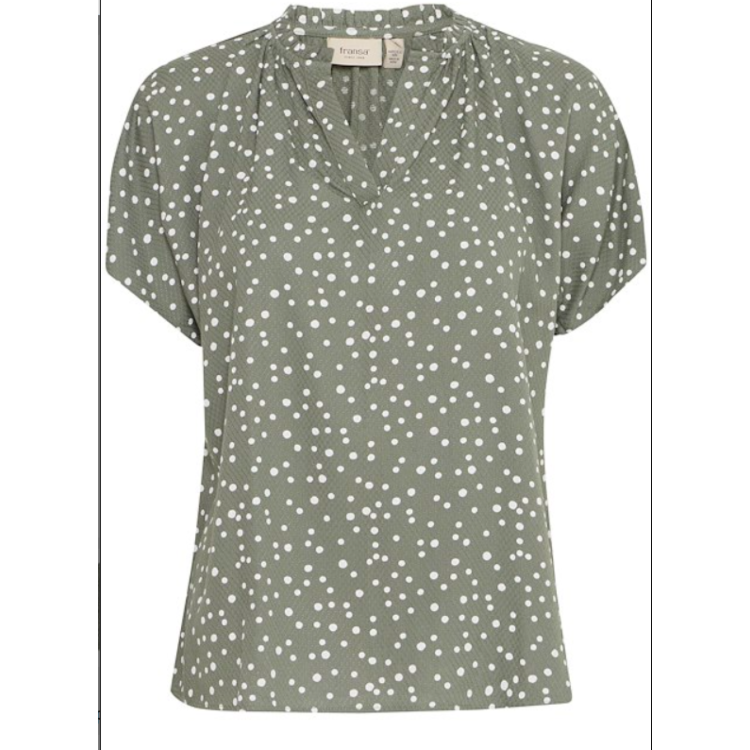 Fransa Khaki spot print top