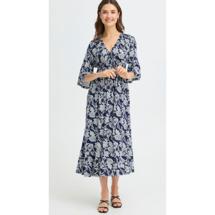 Fransa navy & ivory print dress