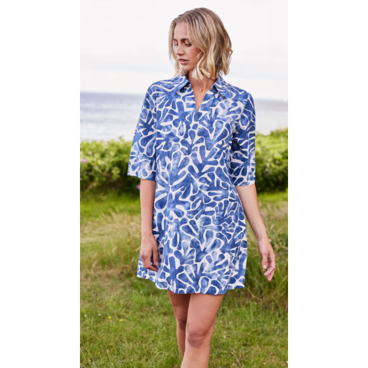 Fransa navy print cotton mix dress