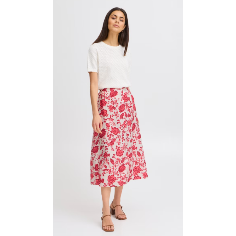 Fransa red print maxi skirt