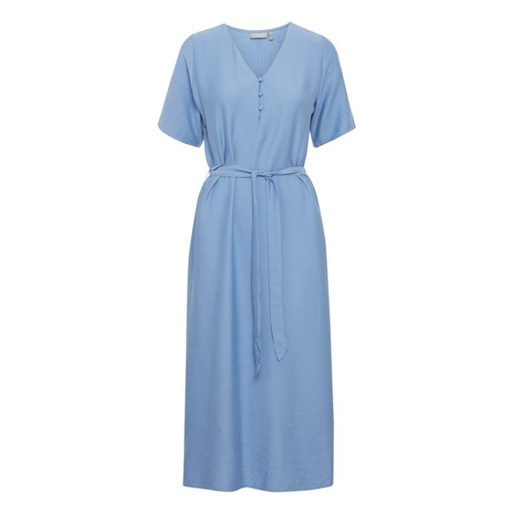 Fransa powder blue tie belt dress