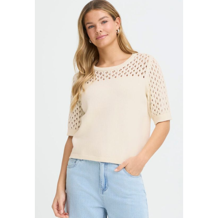 Fransa White short sleeved sweater