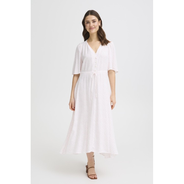 Fransa white with red dot dress