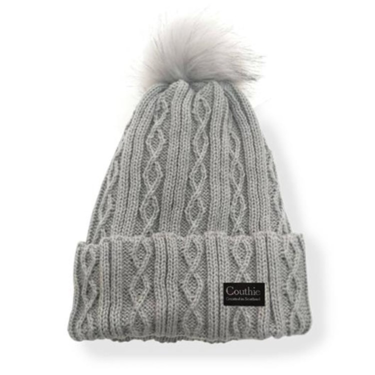 Grey pompom hat