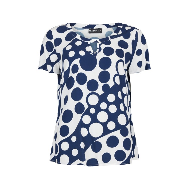 Habella navy & white spot print top