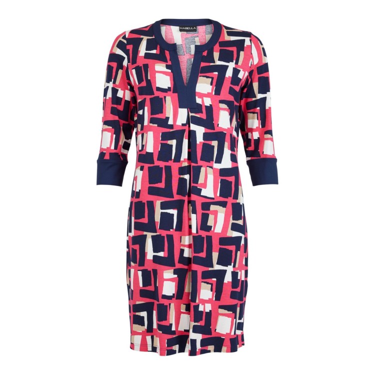 Habella red & navy print dress