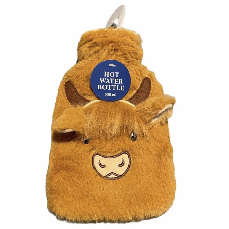 Highland cow mini hot water bottle