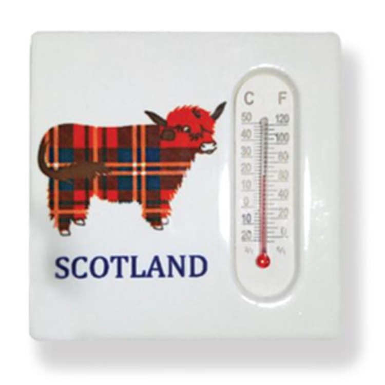Highland cow fridge magnet with thermometer