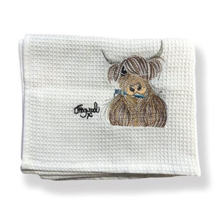 Highland cow waffle tea towel